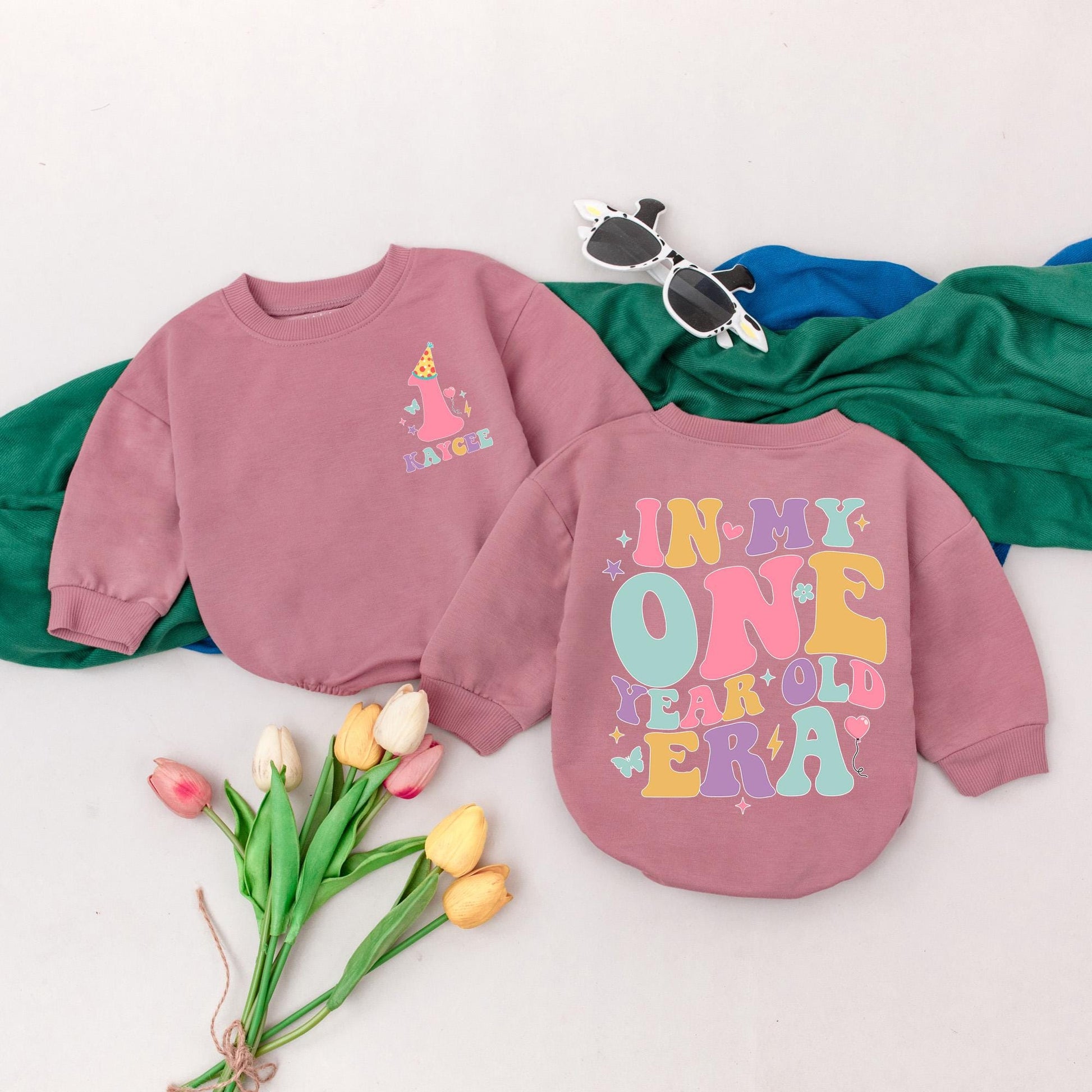 My One Year Old Era Birthday Romper Personalized Baby Bubble Outfit First Birthday Bodysuit Shower Gift