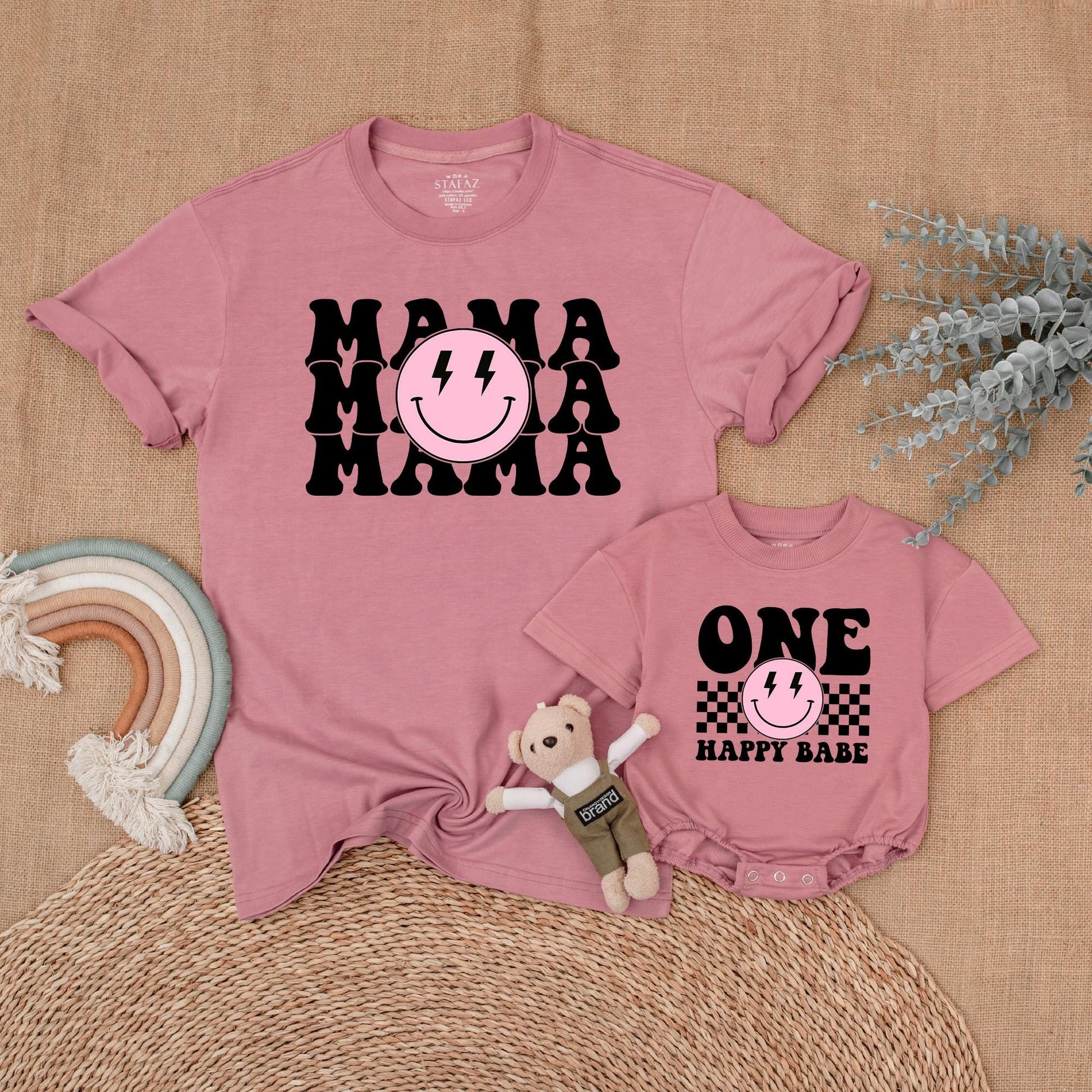 One Happy Babe Birthday Family Shirt Pink Happy Girl First Birthday Outfit Matching Mom and Me Gift