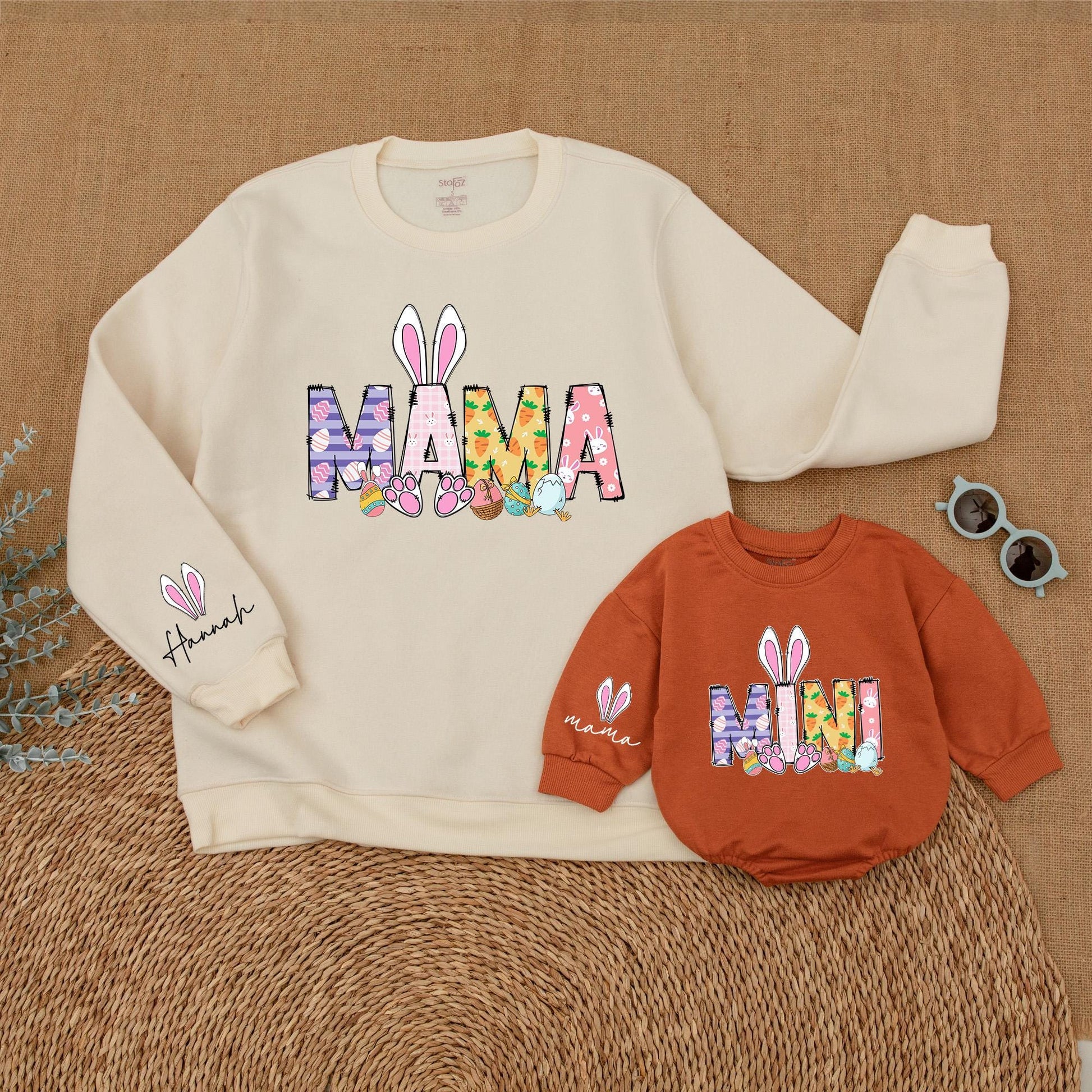 Easter Matching Mama and Mini Sweatshirt Bunny Family Outfit, Mommy and Me Easter Sweater Gift, Baby Girl Toddler Spring Clothes