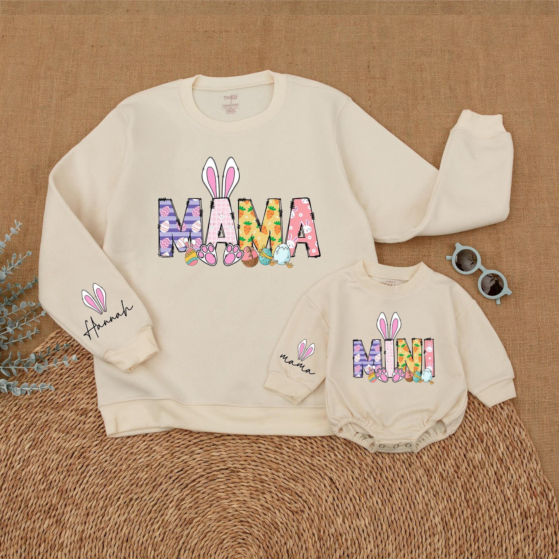 Easter Matching Mama and Mini Sweatshirt Bunny Family Outfit, Mommy and Me Easter Sweater Gift, Baby Girl Toddler Spring Clothes