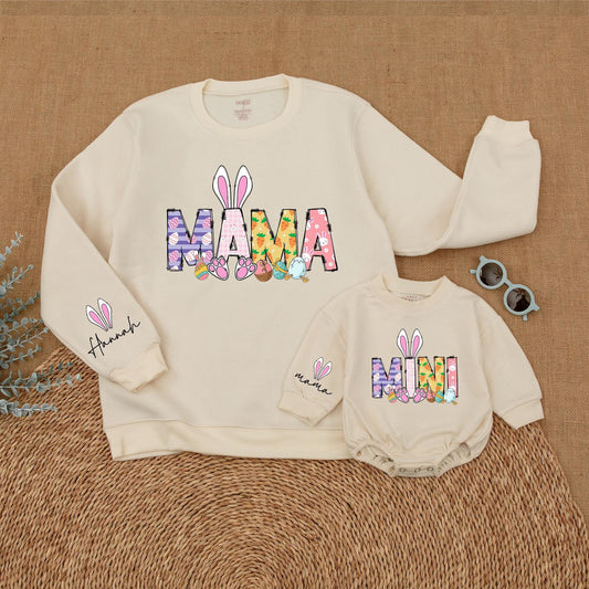 Easter Matching Mama and Mini Sweatshirt Bunny Family Outfit, Mommy and Me Easter Sweater Gift, Baby Girl Toddler Spring Clothes