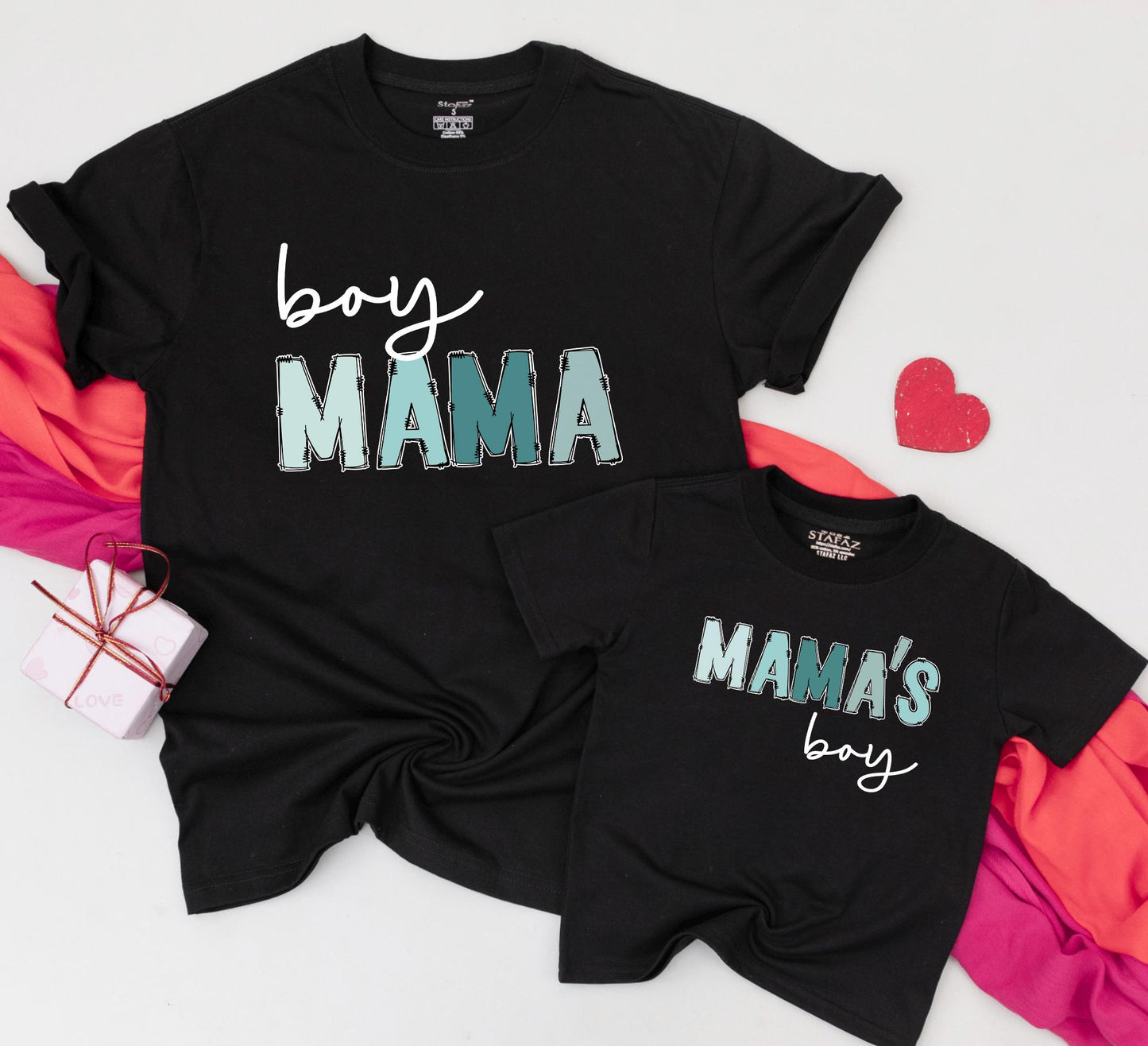Boy Mama & Mama's Boy Matching Shirts Cute Mom and Son Outfits Baby Shower Gift Cotton Comfortable Modern Playful Mommy and Me Tees