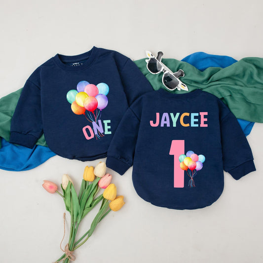 Personalized Balloon Romper for First Birthday Boy or Girl Bubble Outfit Adorable Baby Celebration Gift