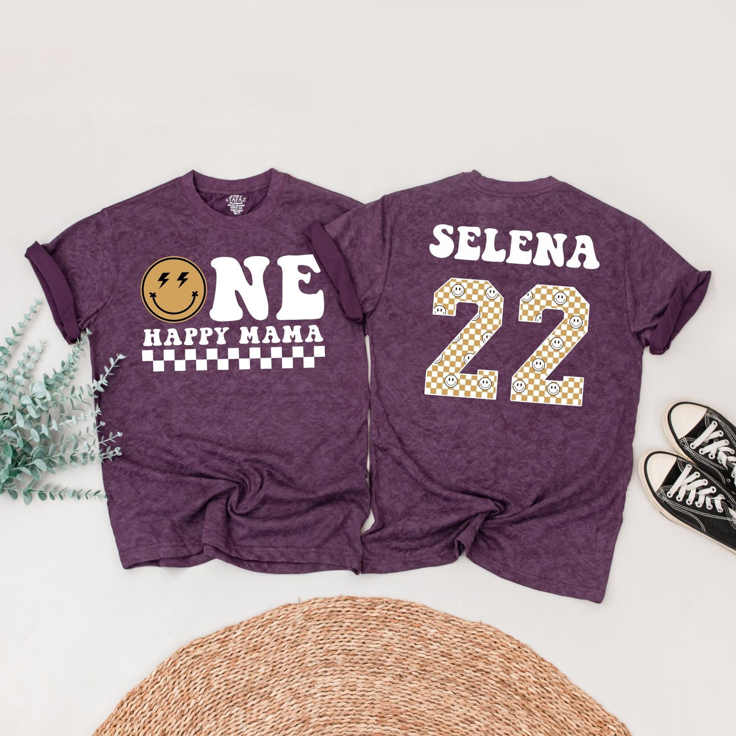 One Happy Dude Birthday Matching Family Shirts Retro Smiley Face, Vintage 1st Birthday Outfit, First Birthday, Fun Party, Black & Tan Design - 139 chars