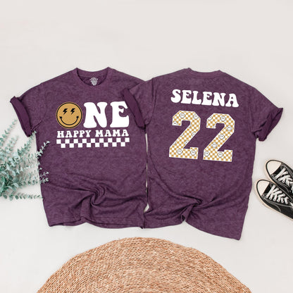 One Happy Dude Birthday Matching Family Shirts Retro Smiley Face, Vintage 1st Birthday Outfit, First Birthday, Fun Party, Black & Tan Design - 139 chars