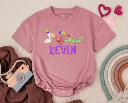 Custom Mardi Gras Baby Romper Cute Sweatshirt Outfit Unisex Baby Shower Gift Newborn Clothes