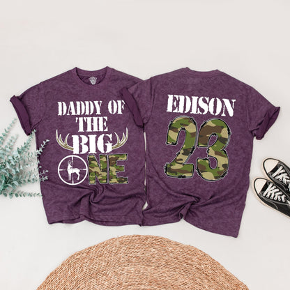 The Big One Birthday Hunting Shirt Personalized for Boys, Deer Antlers Camo Birthday Outfit, First Birthday, Daddy of the Big One, Wild One 1st Birthday