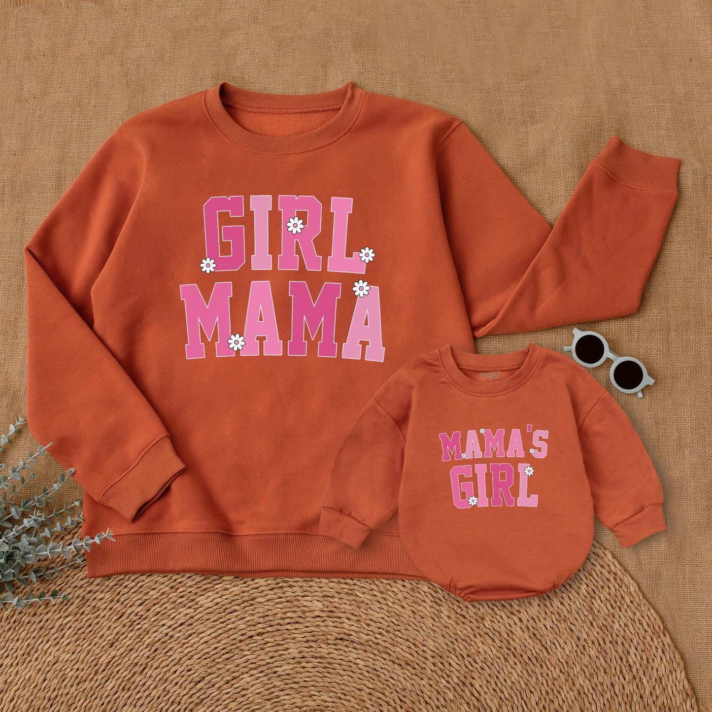 Matching Mama and Mama's Girl Sweatshirts & Romper Set, Mommy and Me Outfits, Mother Daughter Gift