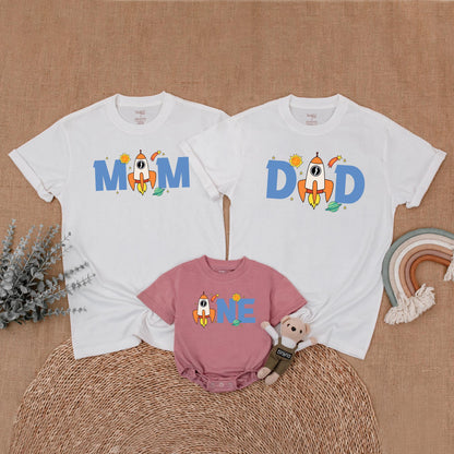 Space Birthday Matching Family Shirts, Astronaut Rocket Party Outfit, Mom Dad Baby Boy 1st Birthday, Mommy and Me Gifts
