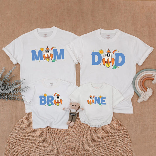 Space Birthday Matching Family Shirts, Astronaut Rocket Party Outfit, Mom Dad Baby Boy 1st Birthday, Mommy and Me Gifts