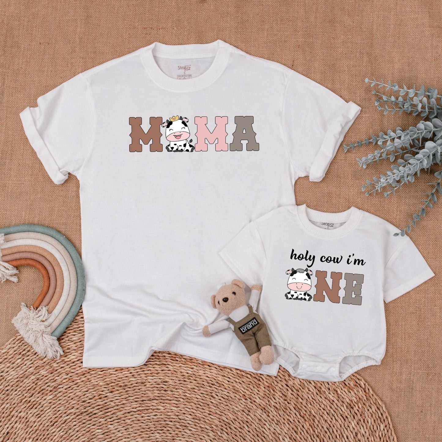 Cow Family Birthday Shirt Mommy and Me Matching Farm Western First Birthday Outfit Girl