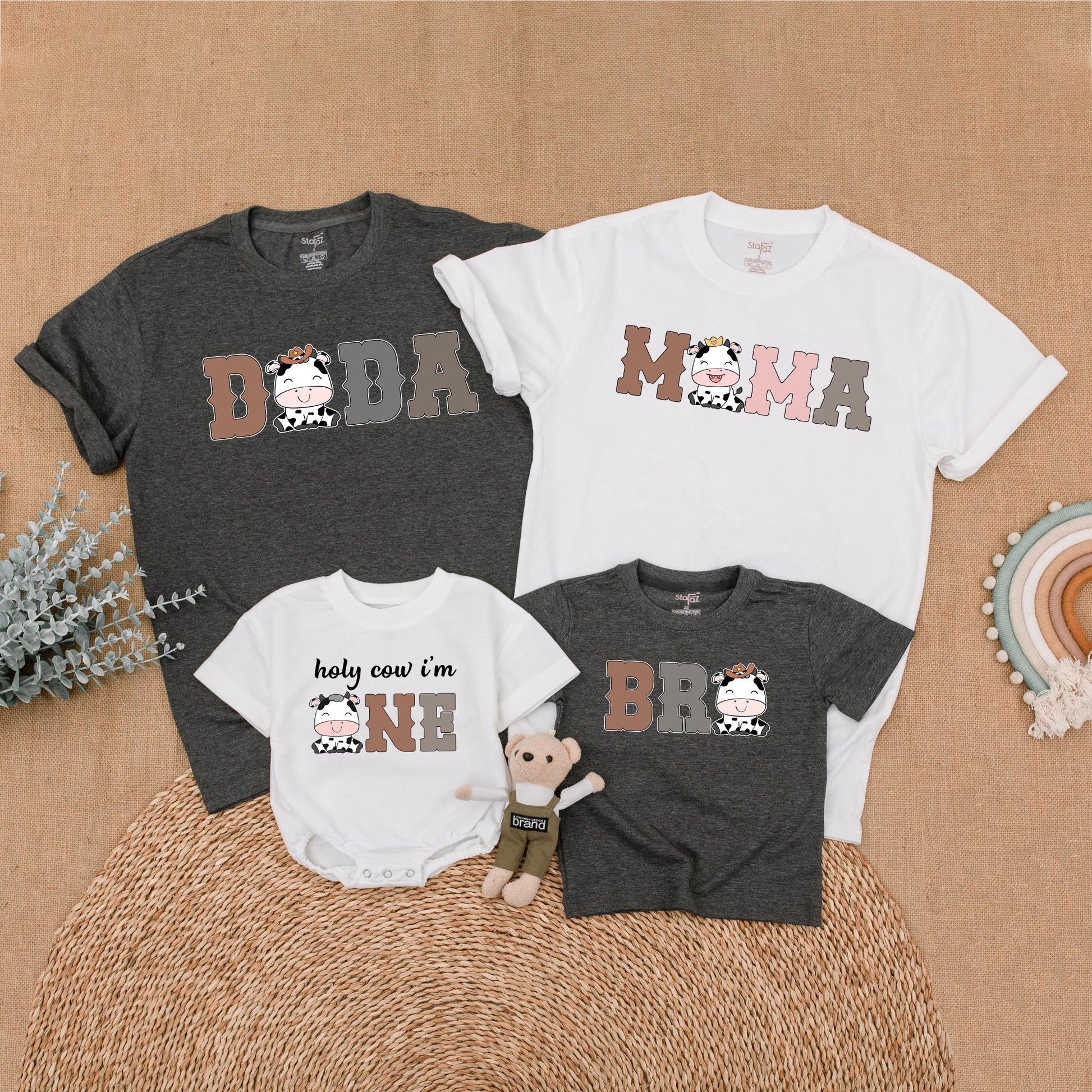 Cow Family Birthday Shirt Mommy and Me Matching Farm Western First Birthday Outfit Girl