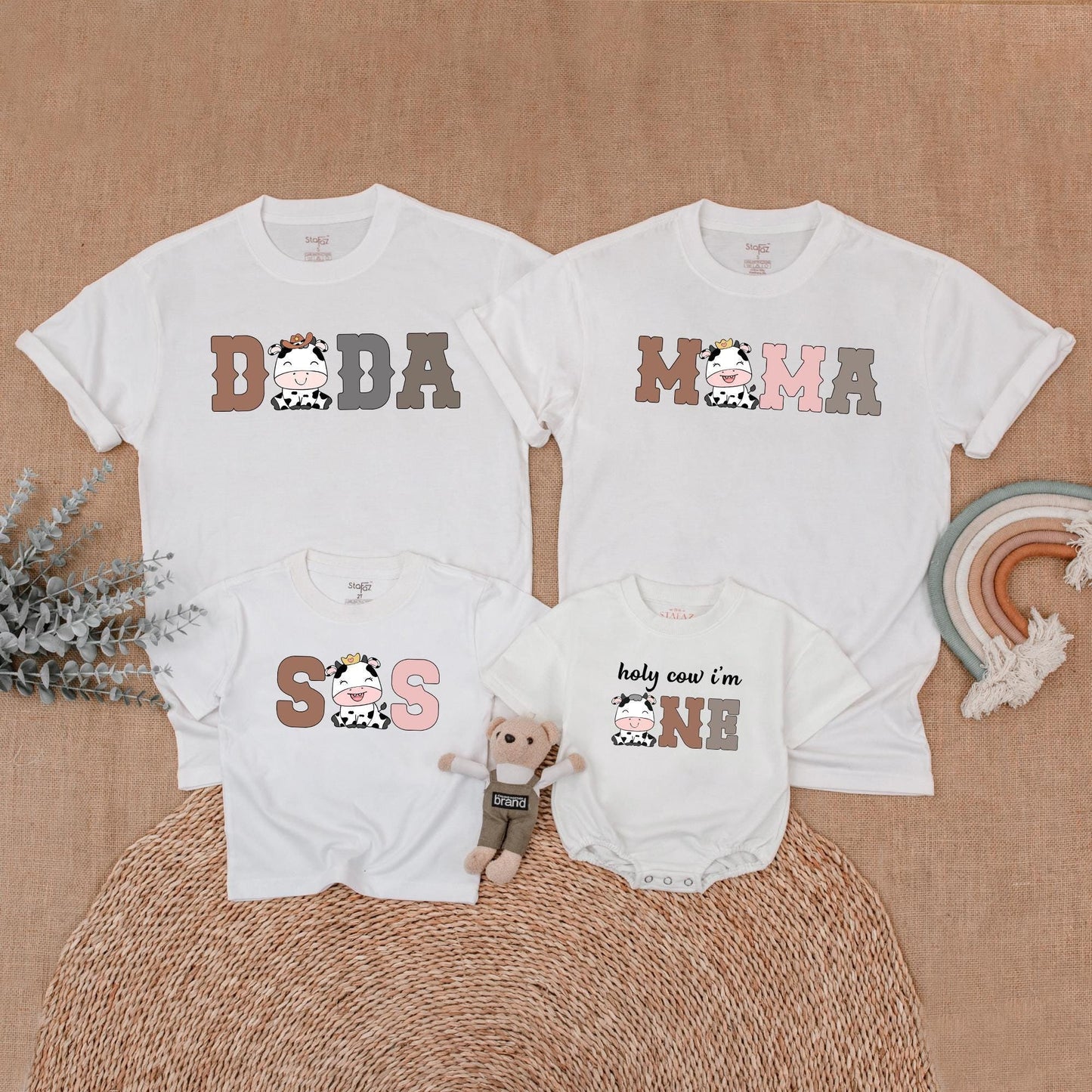 Cow Family Birthday Shirt Mommy and Me Matching Farm Western First Birthday Outfit Girl