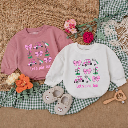 Pink Let's Par Tee Baby Romper Cute Golfing Bodysuit Daddy's Buddy Newborn Bubble Outfit