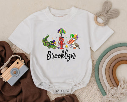 Customizable Mardi Gras Baby Romper Cute Sweatshirt Unisex Baby Clothes Baby Shower Gift Newborn Outfit