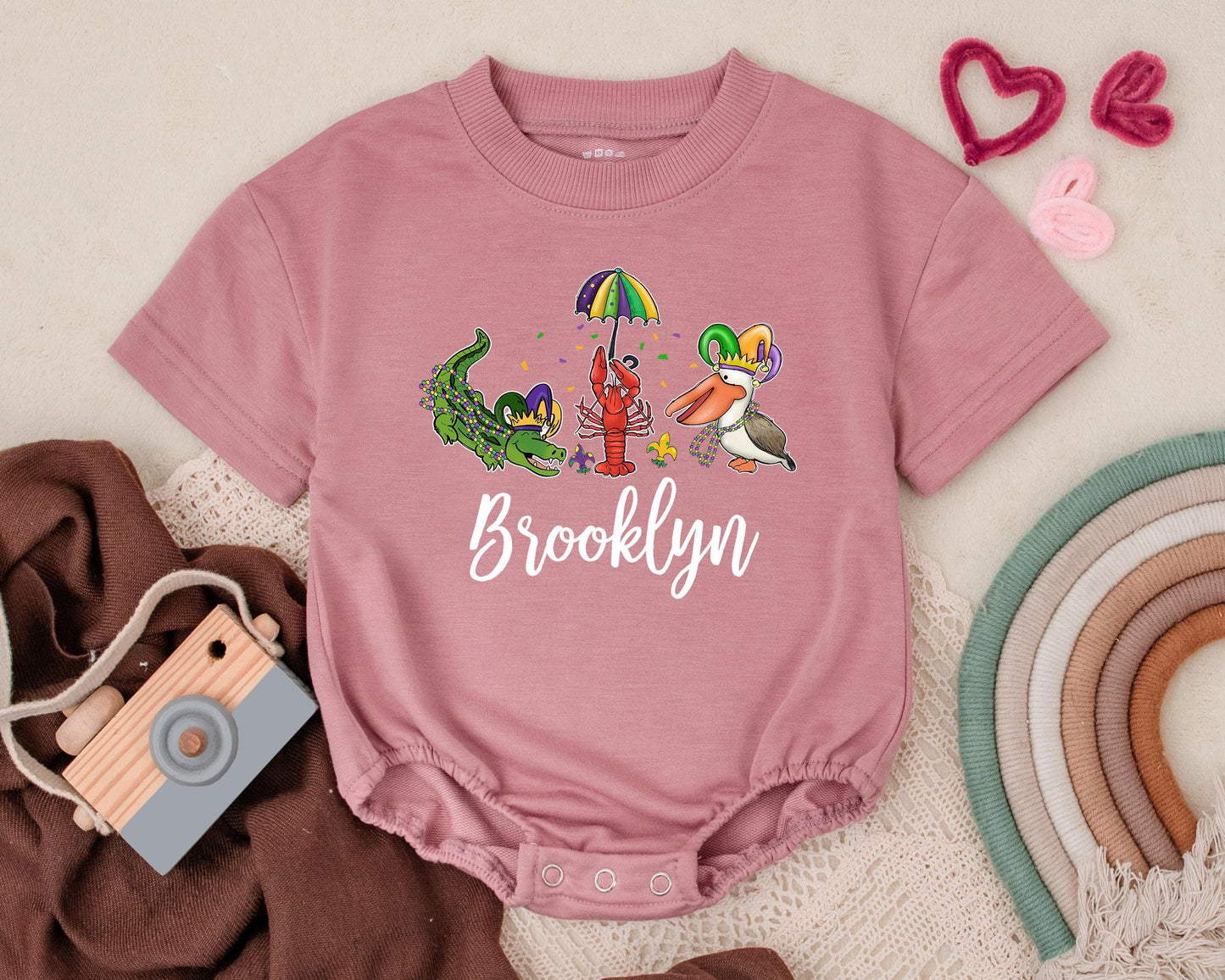 Customizable Mardi Gras Baby Romper Cute Sweatshirt Unisex Baby Clothes Baby Shower Gift Newborn Outfit