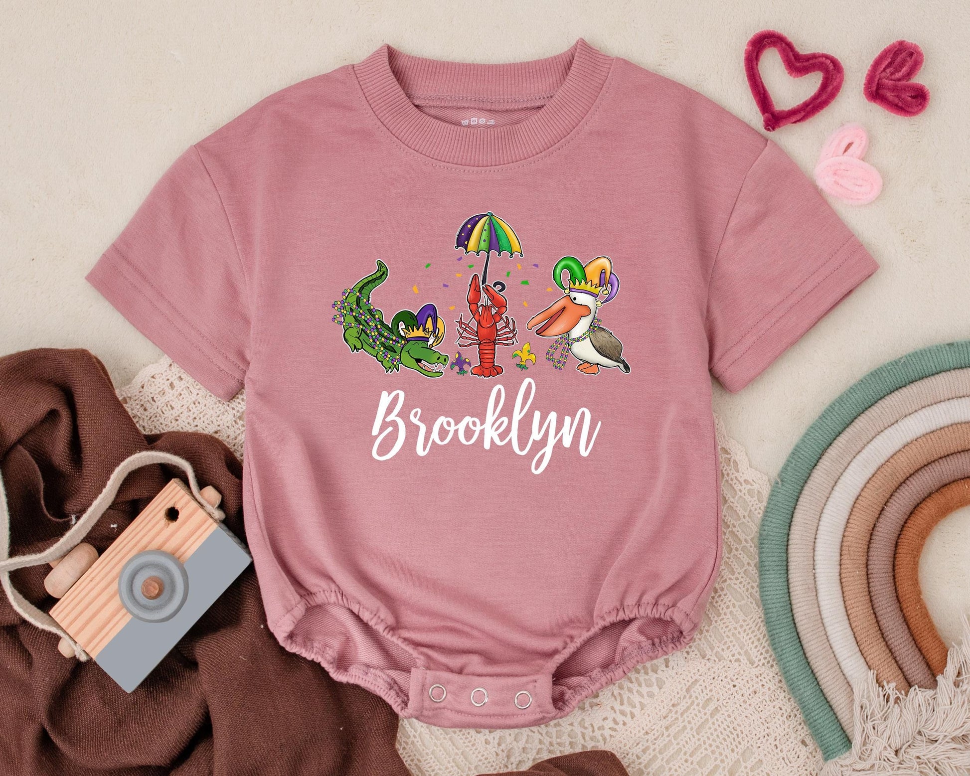 Customizable Mardi Gras Baby Romper Cute Sweatshirt Unisex Baby Clothes Baby Shower Gift Newborn Outfit