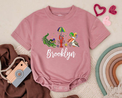 Customizable Mardi Gras Baby Romper Cute Sweatshirt Unisex Baby Clothes Baby Shower Gift Newborn Outfit