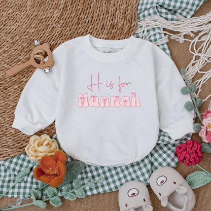 Personalized Pink Bow Baby Girl Romper Custom Name Outfit with Adorable Bow Newborn Clothes Cute Girly Design