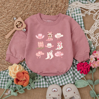 Cowgirl Boots Baby Romper Girl Rodeo Outfit Newborn Bubble Bodysuit Western Baby Shower Gift Country Style Toddler Clothes