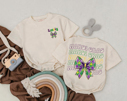 Custom Mardi Gras Baby Romper Cute Sweatshirt Outfit Unisex Shower Gift Newborn Clothing