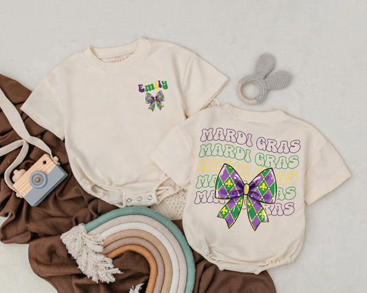Custom Mardi Gras Baby Romper Cute Sweatshirt Outfit Unisex Shower Gift Newborn Clothing
