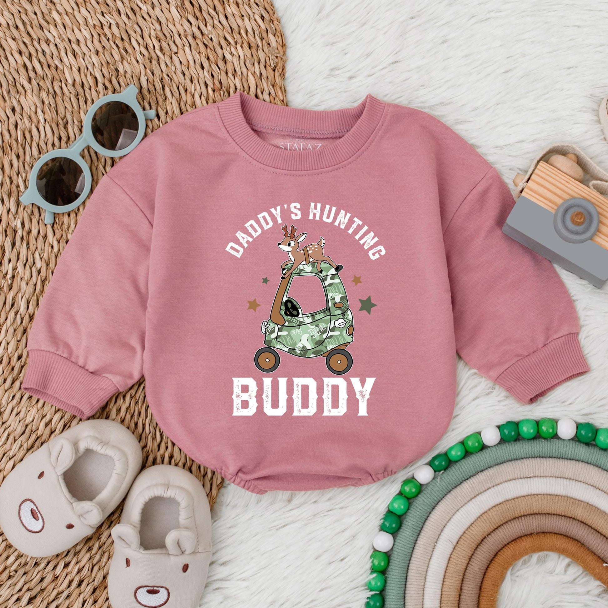Daddy's Little Hunting Buddy Romper Baby Boy Bodysuit Perfect for Outdoors & Baby Shower Gifts