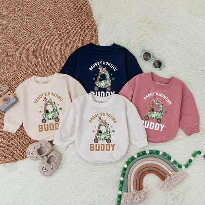Daddy's Little Hunting Buddy Romper Baby Boy Bodysuit Perfect for Outdoors & Baby Shower Gifts