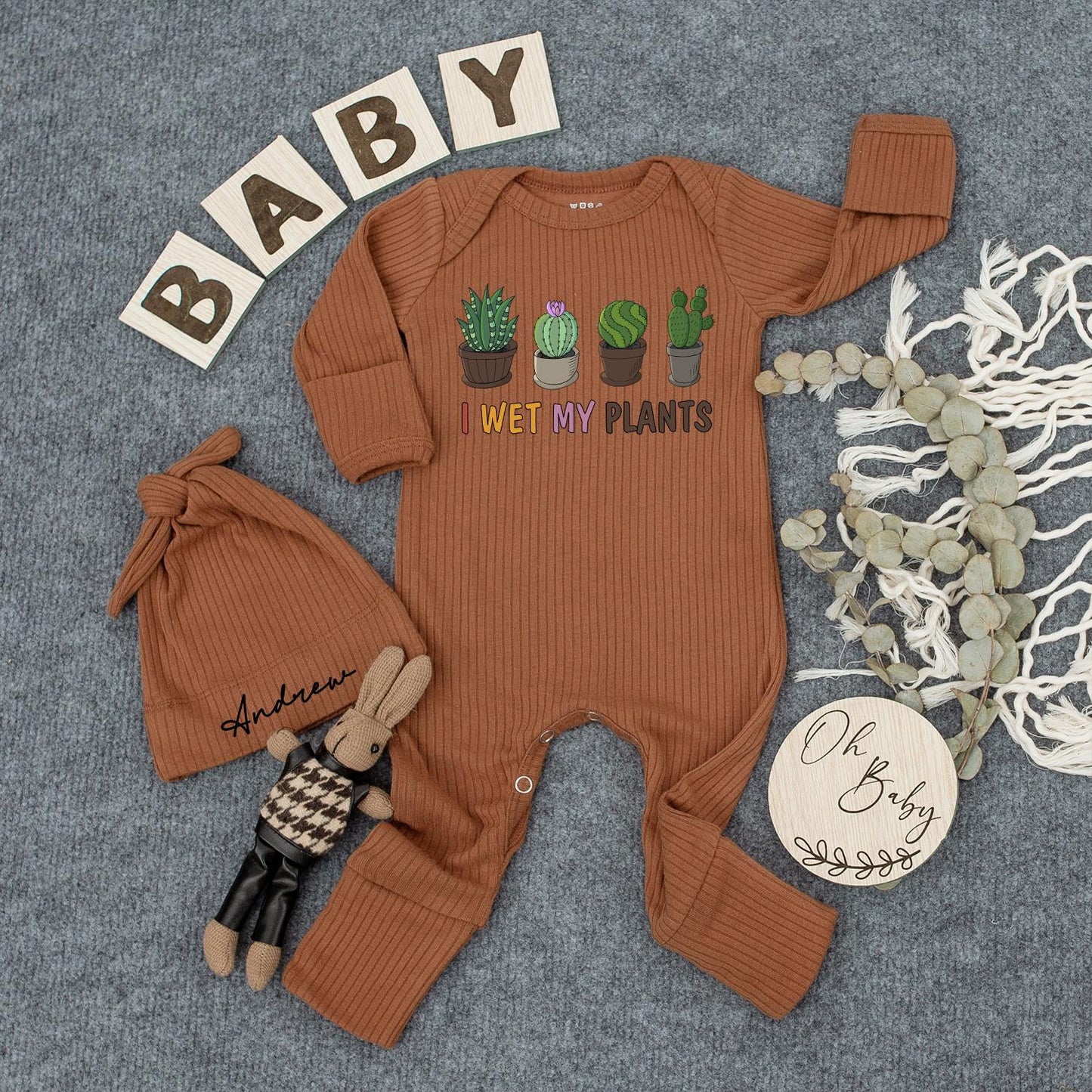 I Wet My Plants Baby Bodysuit Funny Cactus Plant Romper Cute Natural Baby Girl Boy Newborn Outfit Gift