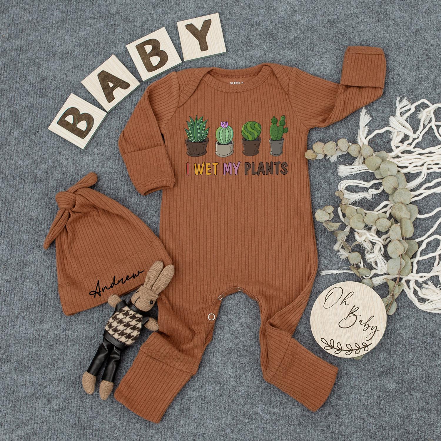 I Wet My Plants Baby Bodysuit Funny Cactus Plant Romper Cute Natural Baby Girl Boy Newborn Outfit Gift