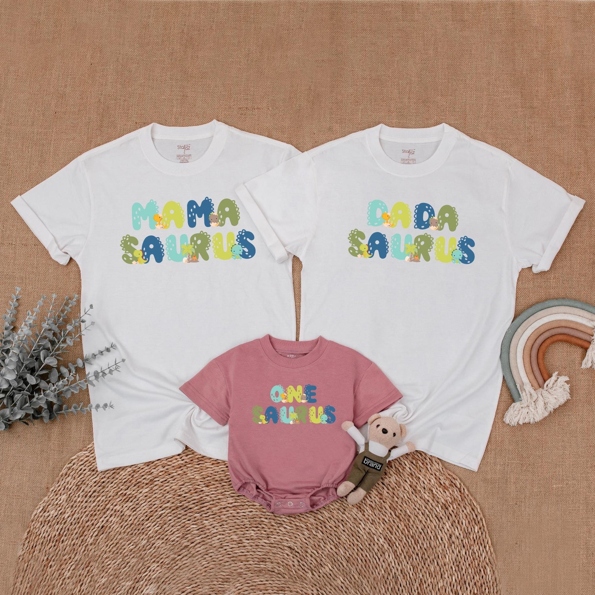 Oneasaurus Dinosaur Family Birthday Matching Shirts Mommy and Me First Birthday Boy Dino Outfit