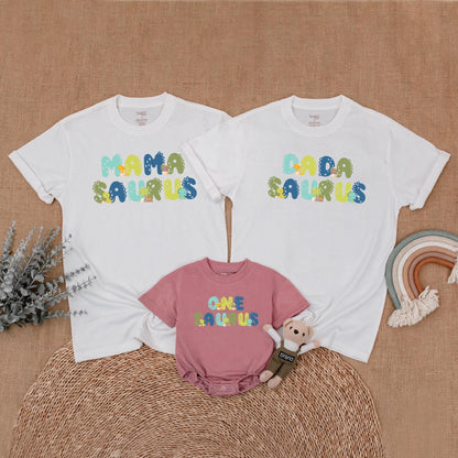 Oneasaurus Dinosaur Family Birthday Matching Shirts Mommy and Me First Birthday Boy Dino Outfit