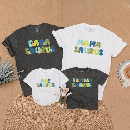 Oneasaurus Dinosaur Family Birthday Matching Shirts Mommy and Me First Birthday Boy Dino Outfit