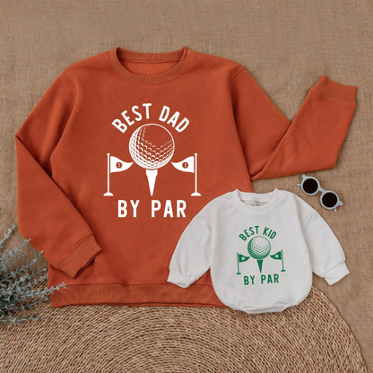 Best Kid & Dad By Par Romper Sweatshirts: Father's Day Golf Gift for Baby & Dad, Matching Father Son Shirts, Cute Golfing Gift