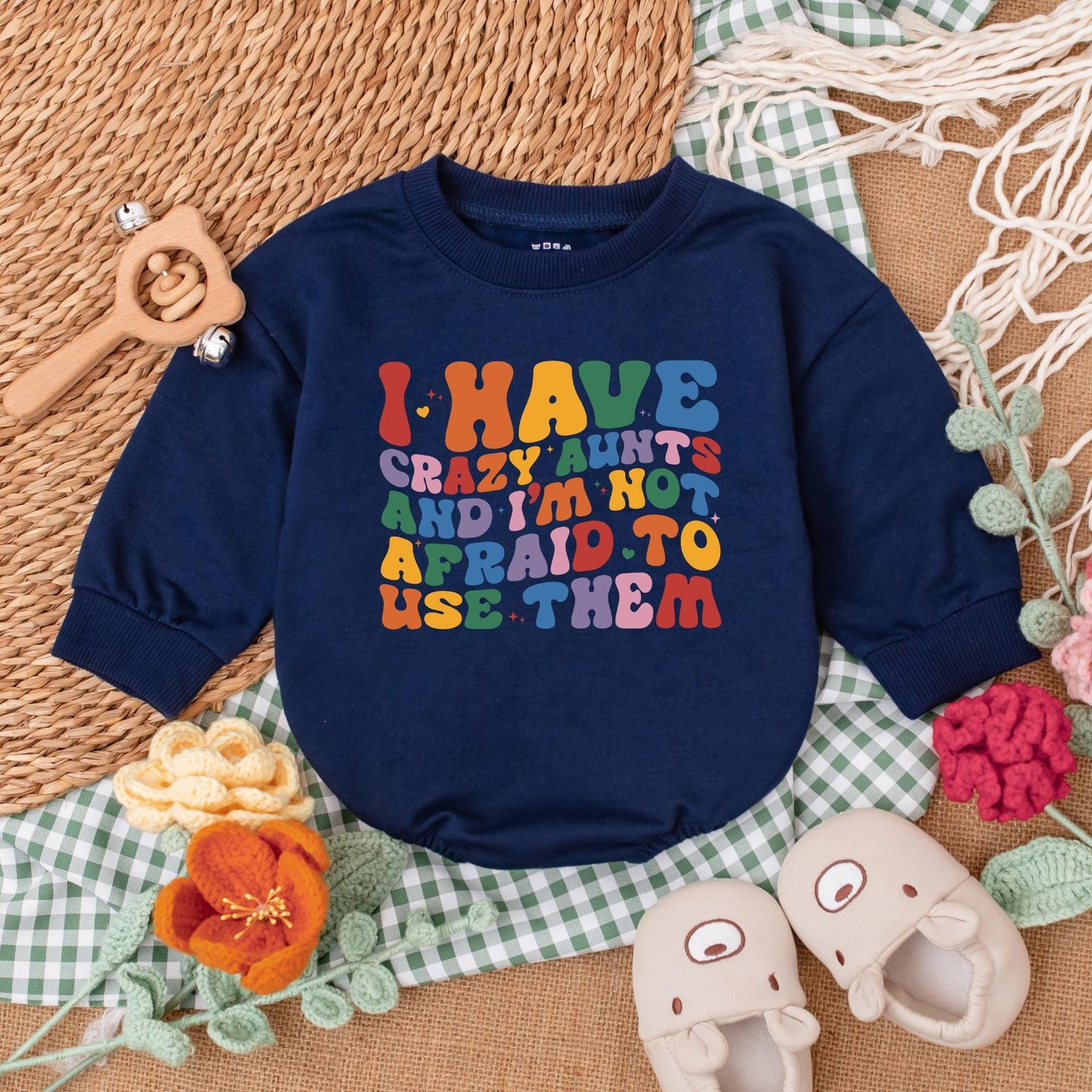 I Have Crazy Aunts Baby Romper or Auntie's Bestie Bodysuit Cute Cool Aunt Gift Baby Shower, Funny Outfit for New Aunt
