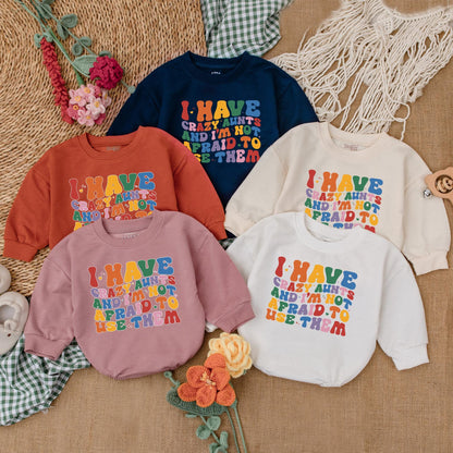 I Have Crazy Aunts Baby Romper or Auntie's Bestie Bodysuit Cute Cool Aunt Gift Baby Shower, Funny Outfit for New Aunt