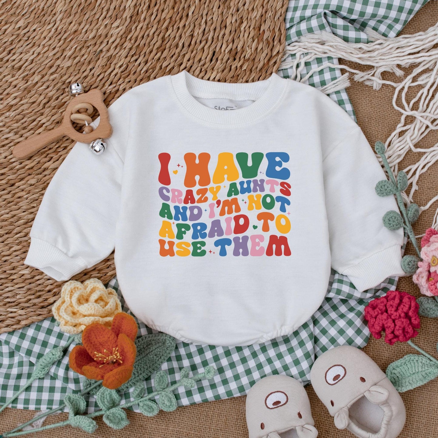 I Have Crazy Aunts Baby Romper or Auntie's Bestie Bodysuit Cute Cool Aunt Gift Baby Shower, Funny Outfit for New Aunt