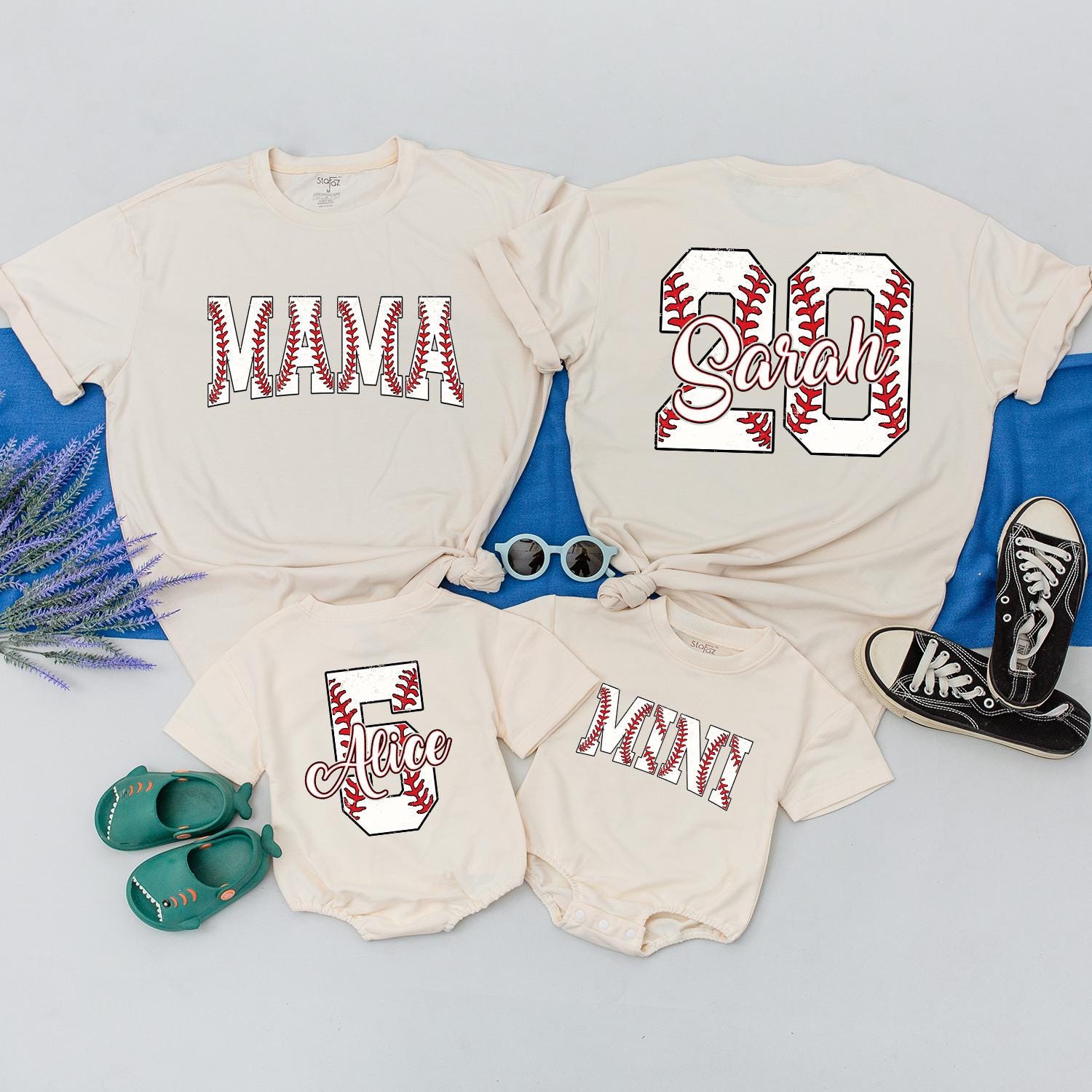 Custom Baseball Mama Shirt Mother's Day Gift for Baseball Mom Mommy and Me Baseball Season Baby Girl Romper Matching Tees