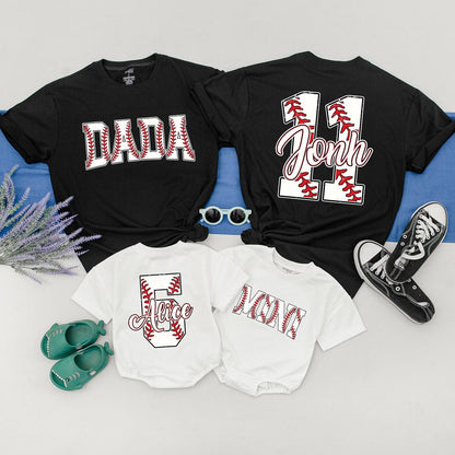 Custom Baseball Mama Shirt Mother's Day Gift for Baseball Mom Mommy and Me Baseball Season Baby Girl Romper Matching Tees