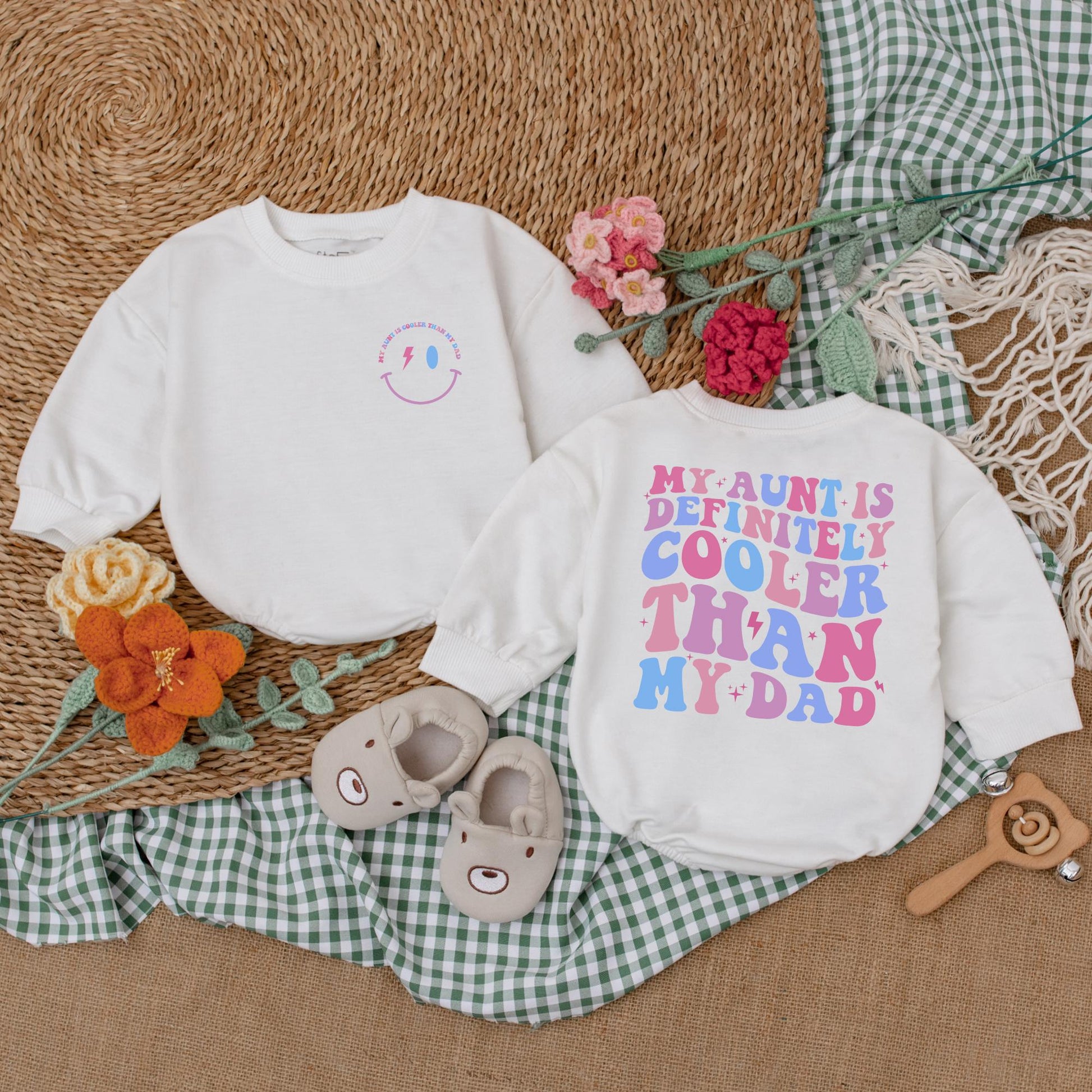My Aunt is Definitely Cooler Than My Dad Baby Romper Cute Auntie's Bestie Bodysuit Fun Cool Aunt Outfit Baby Shower Gift for Aunt Cotton Soft Comfortable
