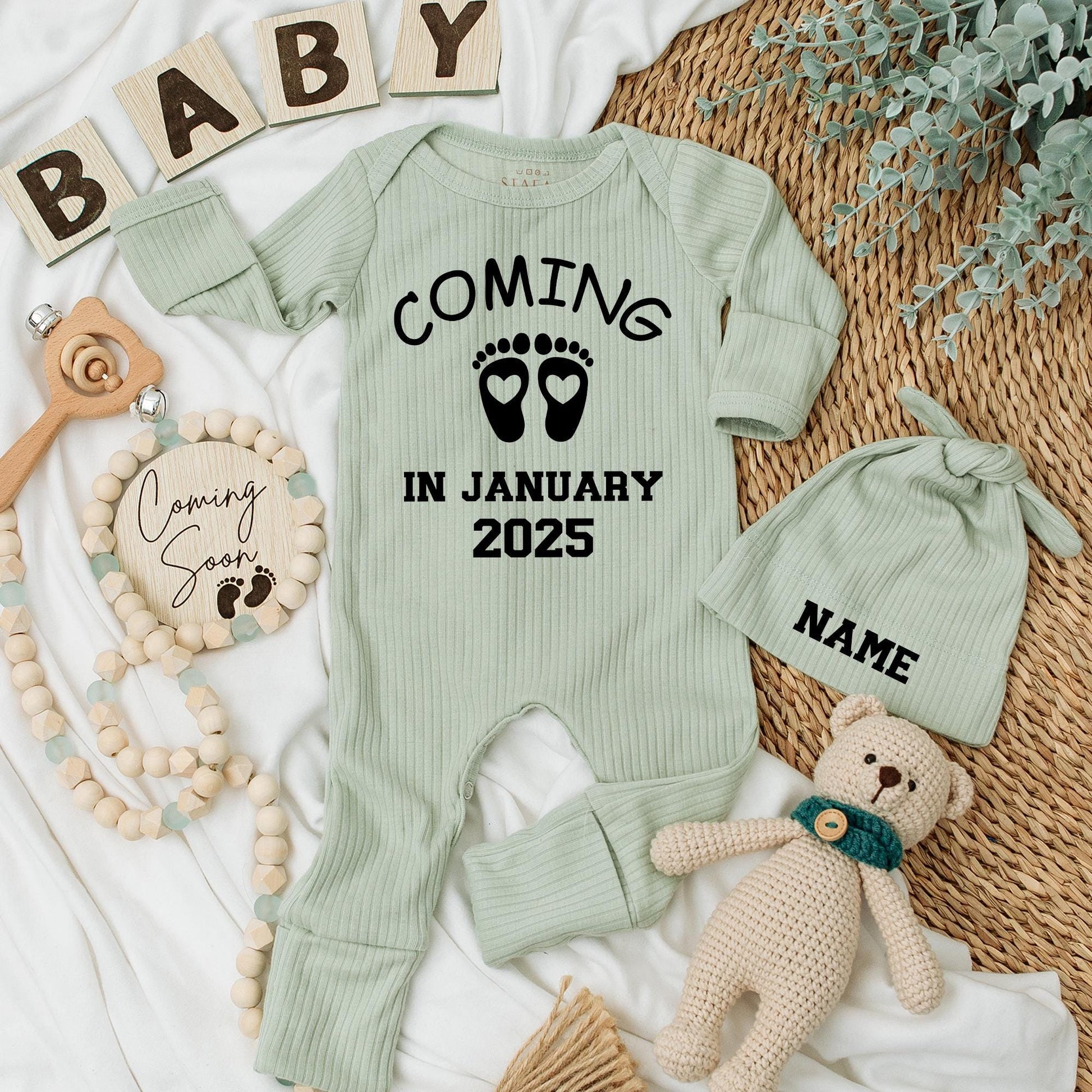Personalized Baby Announcement Name Long Sleeve Romper Soft Going Home Outfit for Newborn Boys and Girls Lovely Baby Shower Gift