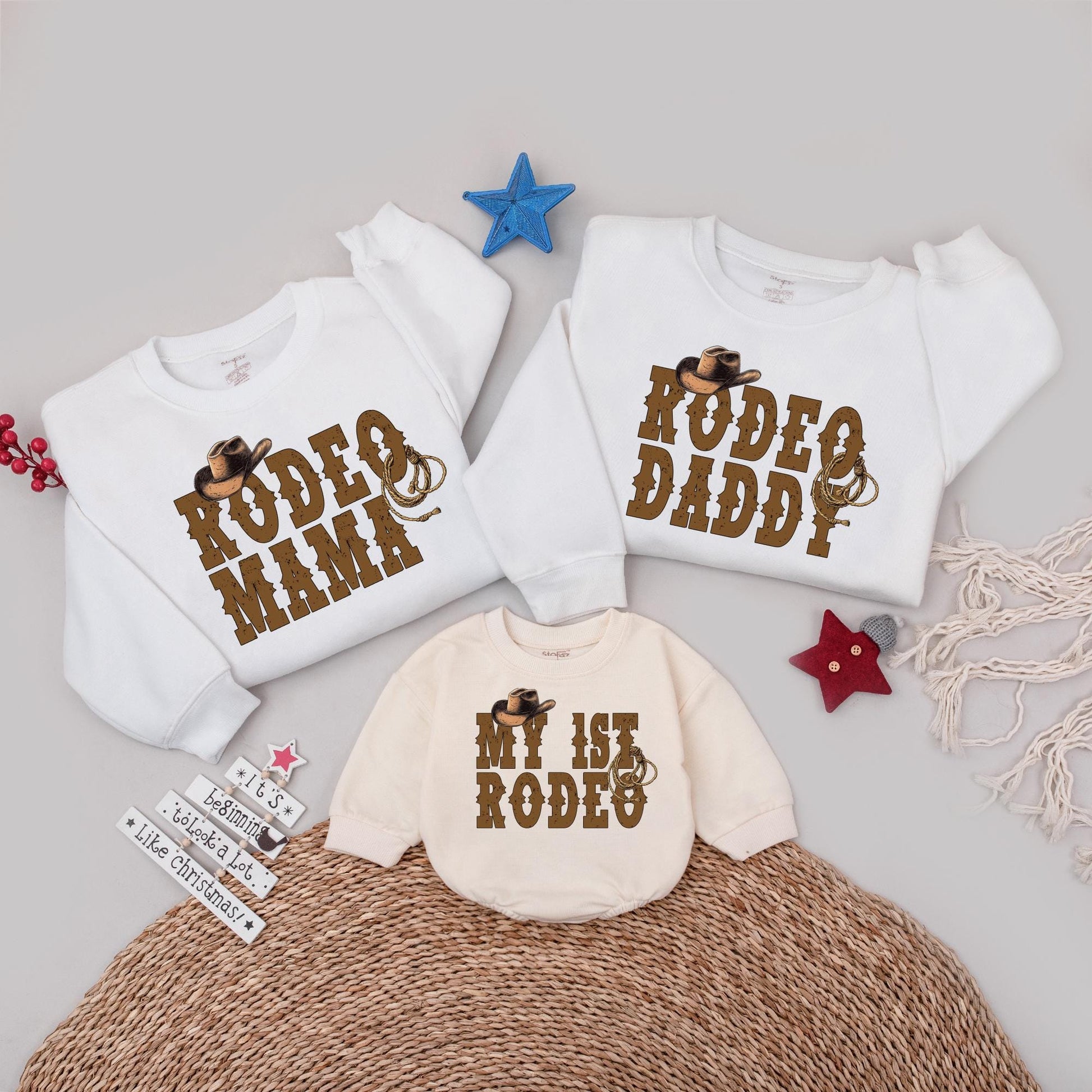 My First Rodeo Family Matching Cowboy Western Birthday Outfit Mama Daddy Kid 1st Birthday Celebration Shirt