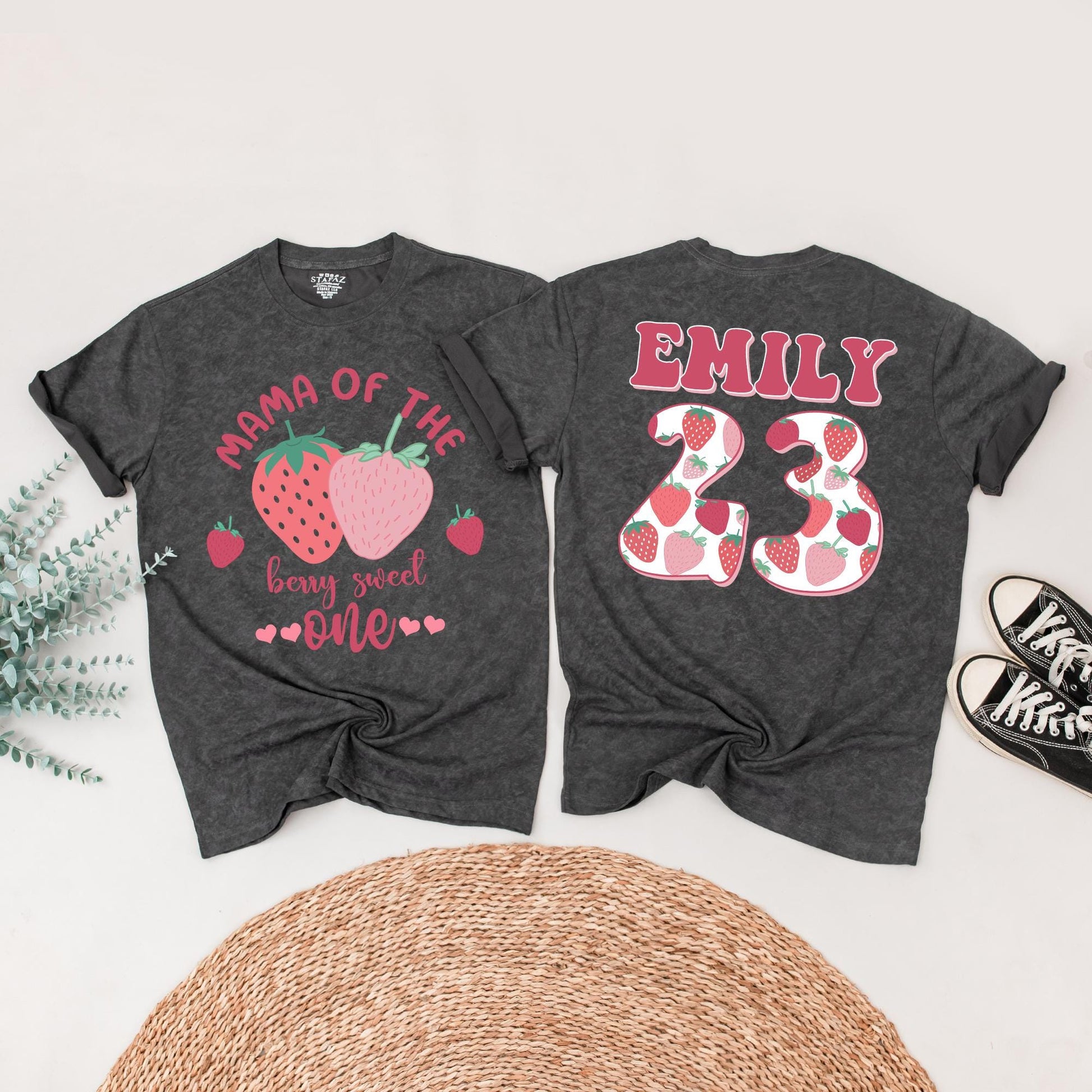 Matching Berry Sweet Family Birthday Shirts, Mommy & Me First Birthday Outfits, Strawberry Theme, Custom Name