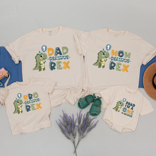 Matching Dino Birthday Shirts: One-A-Saurus 1st Birthday Outfit Family Tees for Mom Dad Boy Girl