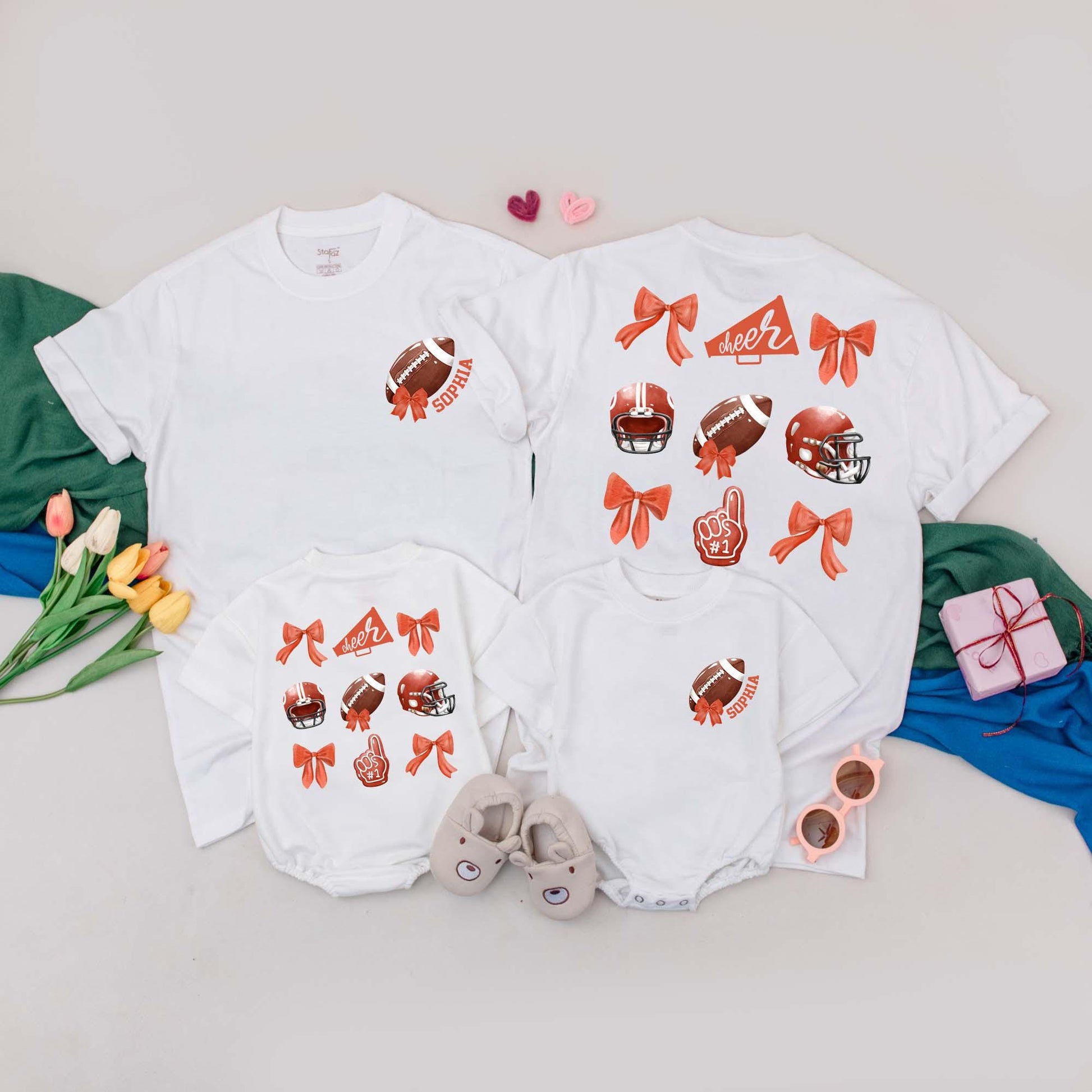 Personalized Retro Football Name Family Shirt Gameday Season Baby Girl Romper Kid Gift
