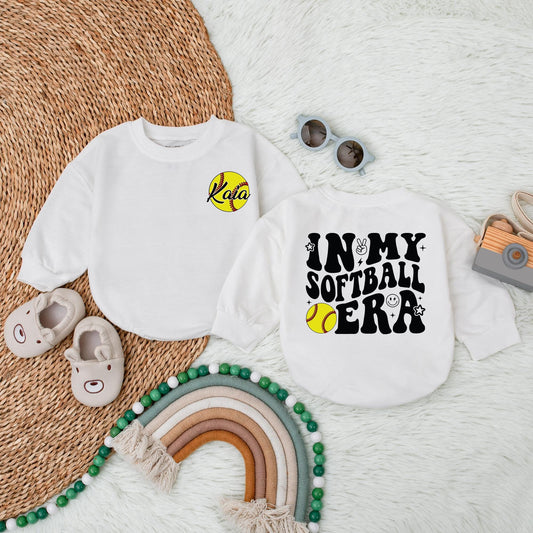 Softball Bubble Romper Custom Baby Clothes - Softball Birthday Game Day Outfit Newborn Baby Girl Boy Gift, Sport Romper