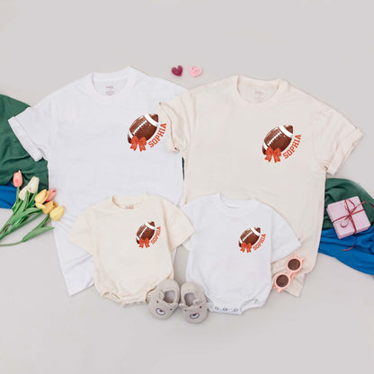 Personalized Retro Football Name Family Shirt Gameday Season Baby Girl Romper Kid Gift