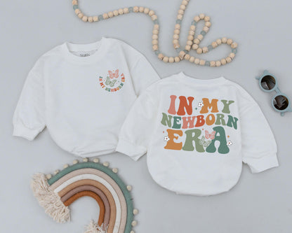 In My Newborn Era Romper - Retro Groovy Baby Boy Bodysuit or Girl Outfit, Baby Shower Gift, First Birthday