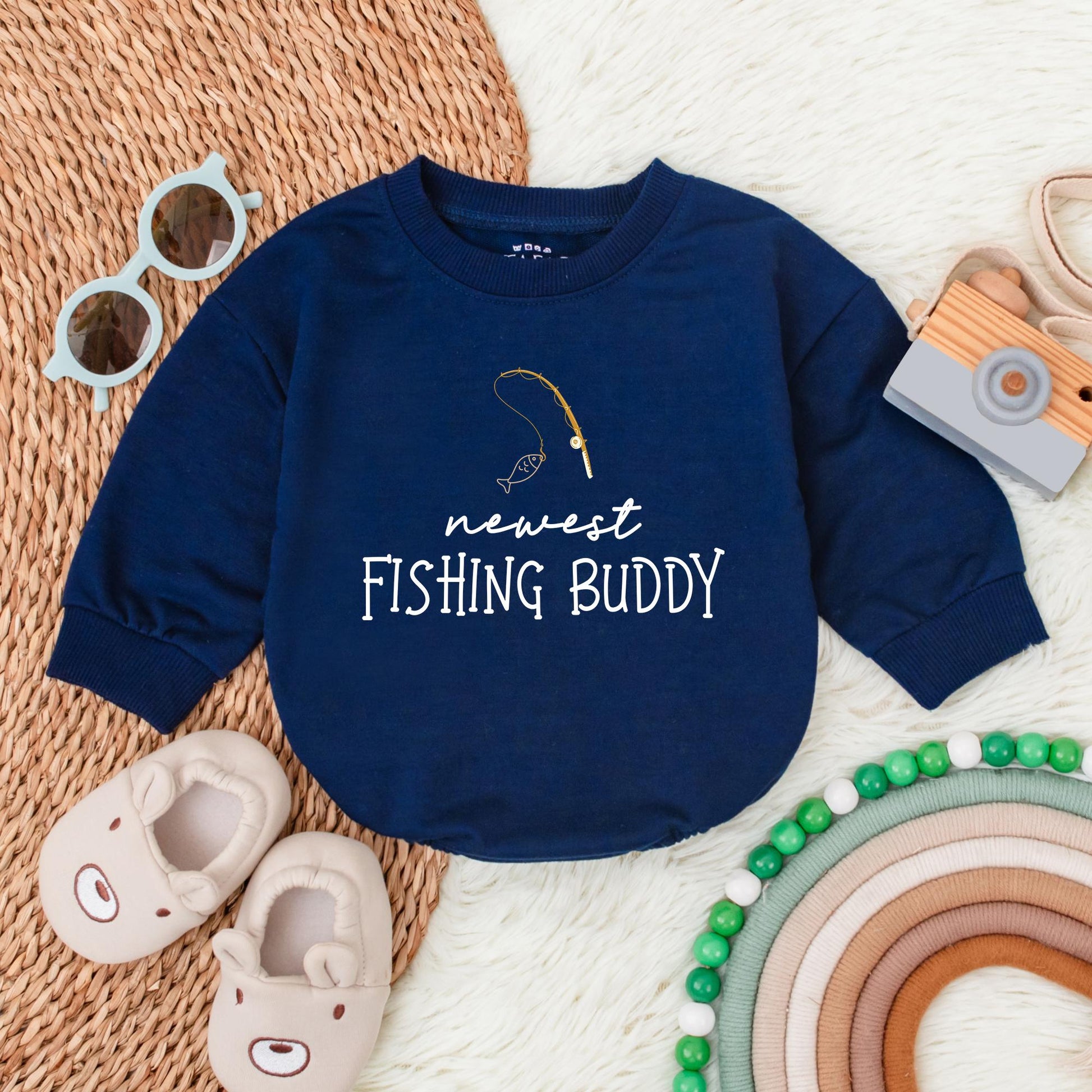 Daddy's Fishing Buddy Bubble Romper - Cute Baby Shower Gift for Boy or Girl Infant Outfit - Fishing Theme Announcement Baby Clothes