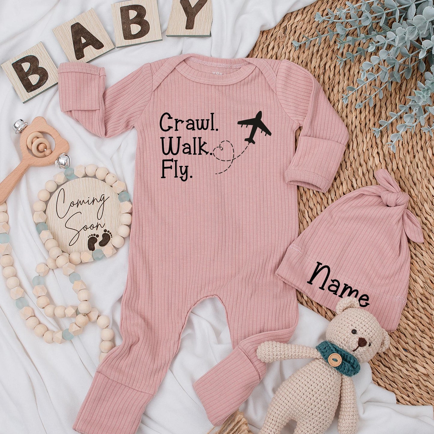 Flight Buddy Baby Bodysuit & Hat Set Airplane Theme, Pilot Co-Pilot Outfit, Cute Newborn Take Home Gift, Baby Shower Pregnancy Reveal, Craw Walk Fly (137 chars)